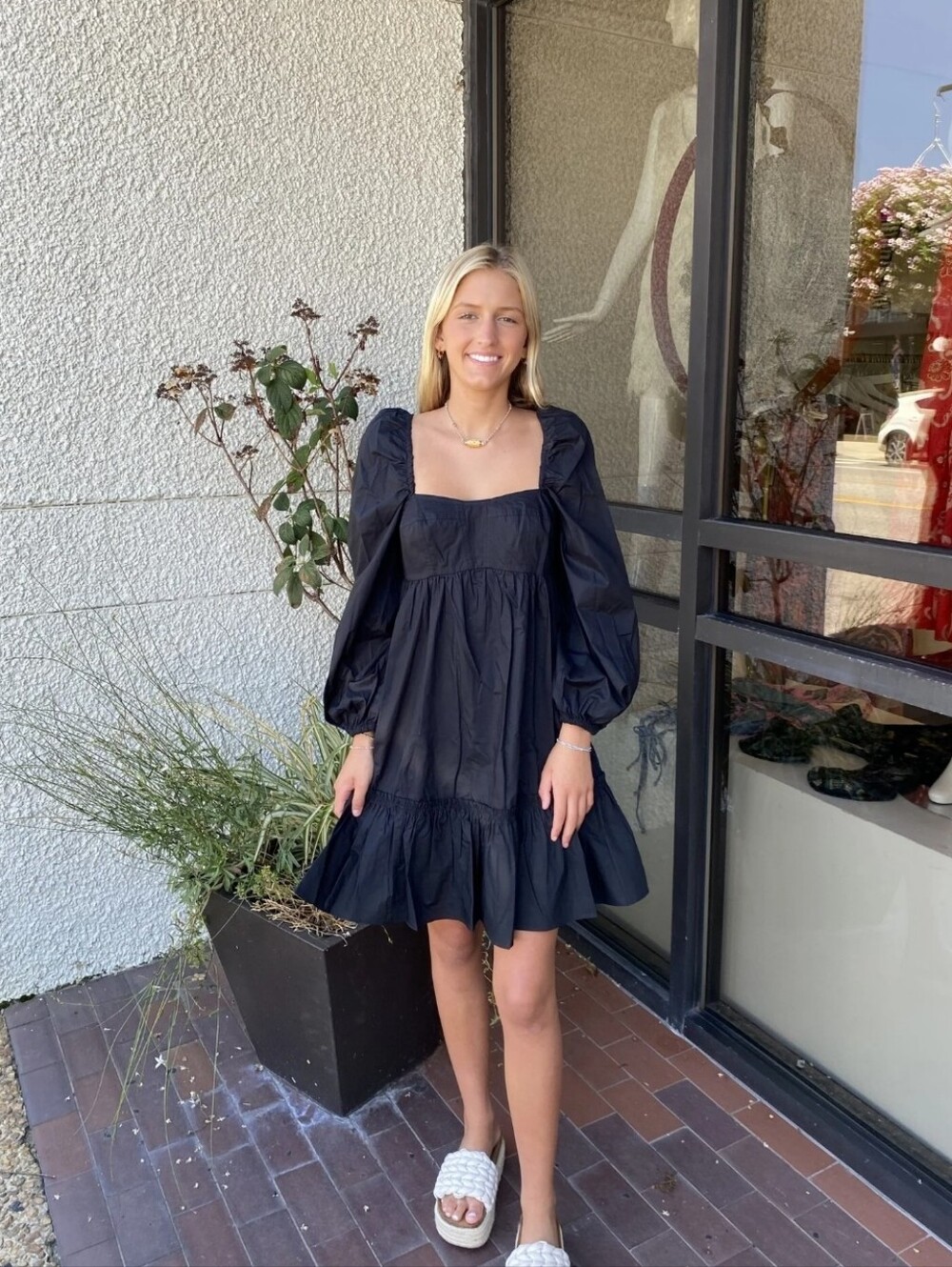 Designer Dress - Ulla Johnson 100% Cotton Poplin Black Alita Mini Dress US 6